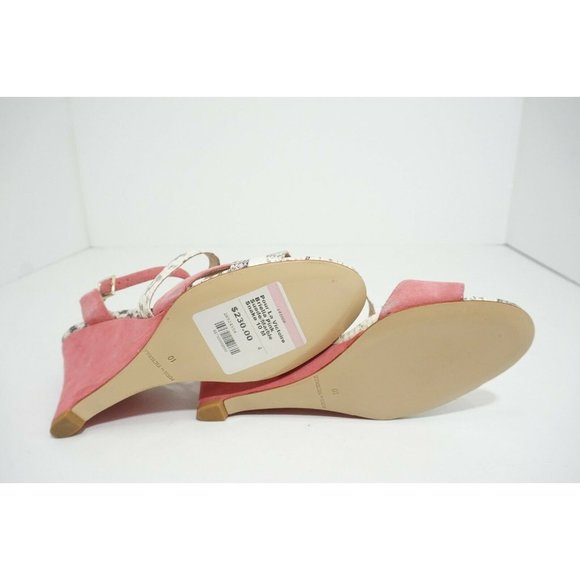Pour La Victoire Briella Pink Suede Marble Snake Women's Wedge Heels Sandals 10 - Picture 7 of 9